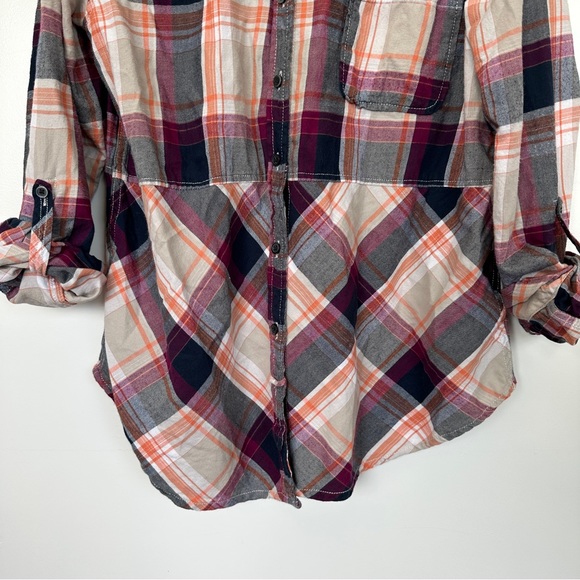 Holding Horses Anthropologie • Plaid Flannel Peplum Blouse - Picture 3 of 8